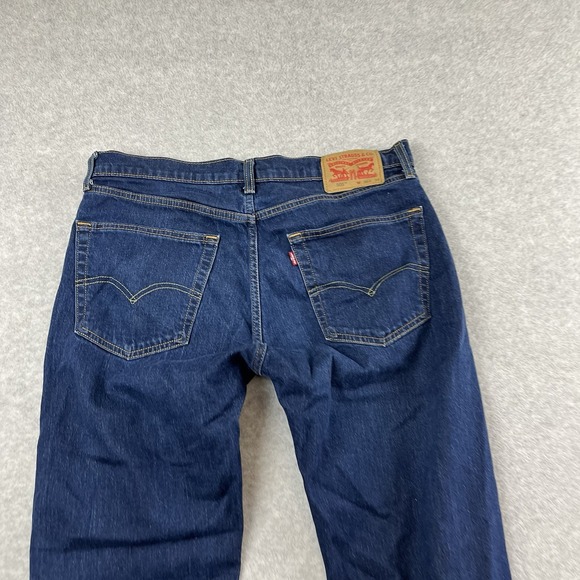 Levis 505 Jeans Mens 36x34 Blue Denim Straight Fit Dark Wash Cotton Pants EUC - Picture 3 of 12